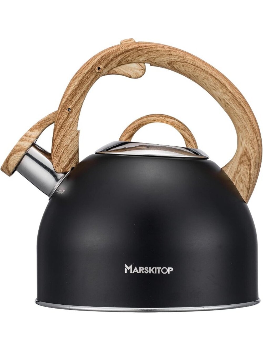 Matte Black Stainless Steel Whistling Tea Kettles 2.6QT Stovetop Cookware Pot